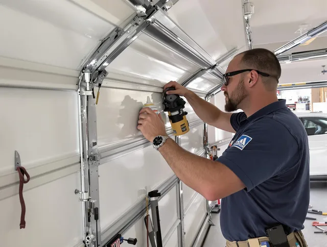 Dartmouth Garage Door Repair technician quieting a noisy garage door in Dartmouth