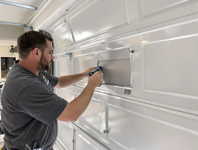 Garage door panel repair by Dartmouth Garage Door Repair in Dartmouth